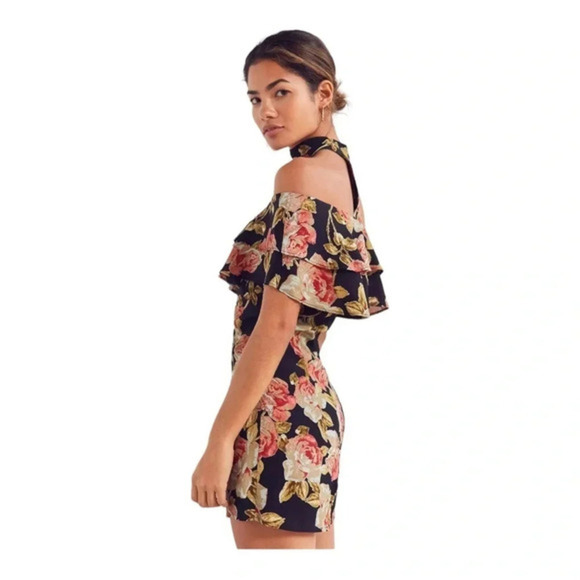🌹 URBAN OUTFITTERS roe + may Dottie Floral Choker Mini Dress size Medium - Picture 8 of 13